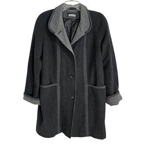 Canvas A Gallery Company Womens Black Wool Blend Coat Button‎ Up Size L